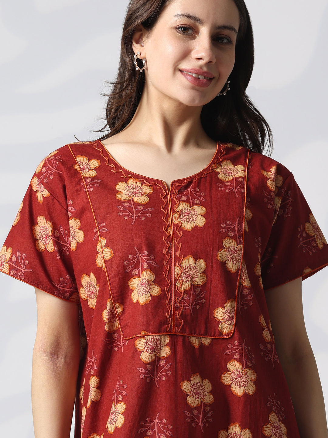 Floral pure cotton designer nighty for women online