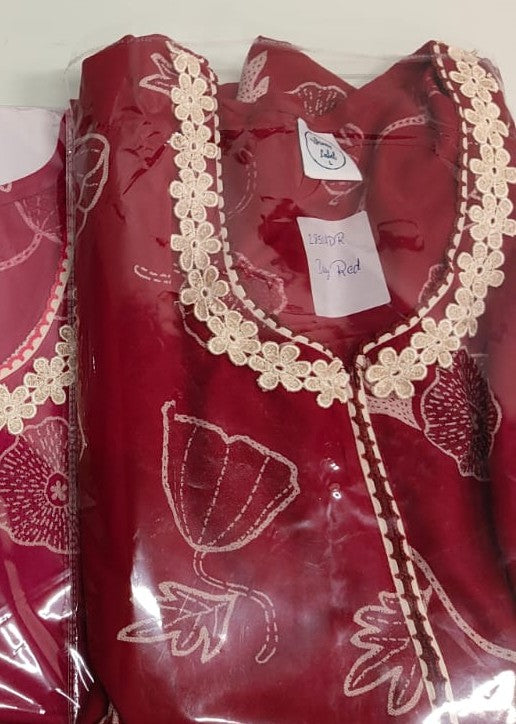 Alpine floral a-line daisy red front open nighty for women