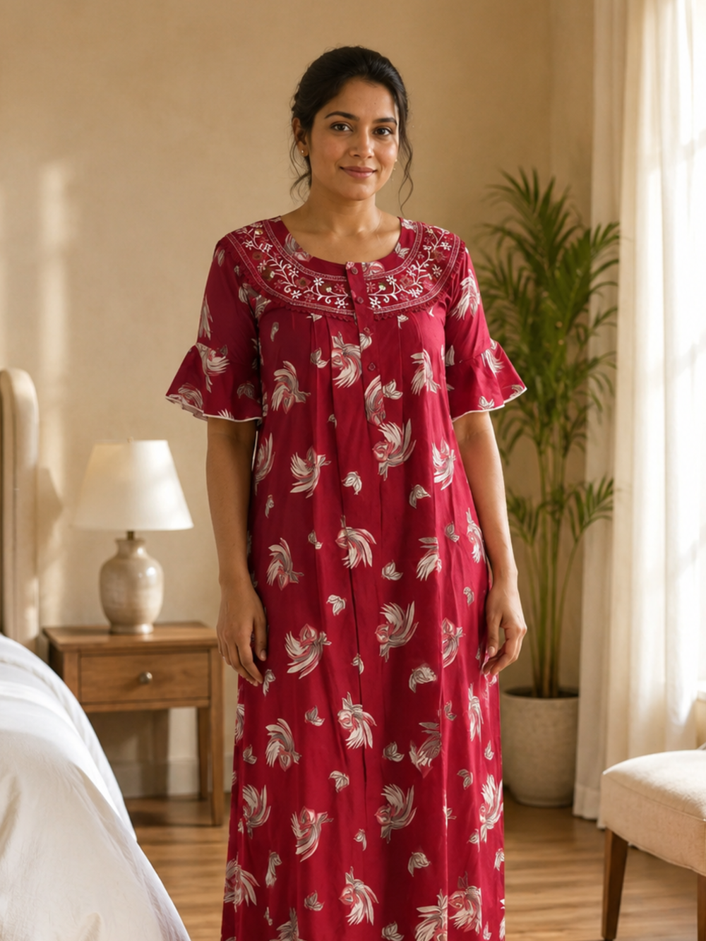 Floret ruby comfortable night gowns for women online