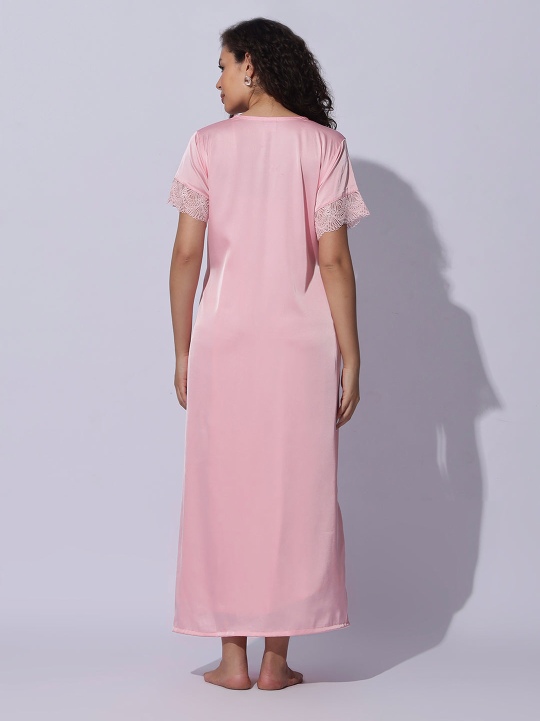 Rose pink night wear set for women with silky smooth finish