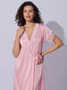 Satin Lace Robe Pink Night Gown Set for Women Soft Elegant Sleepwear