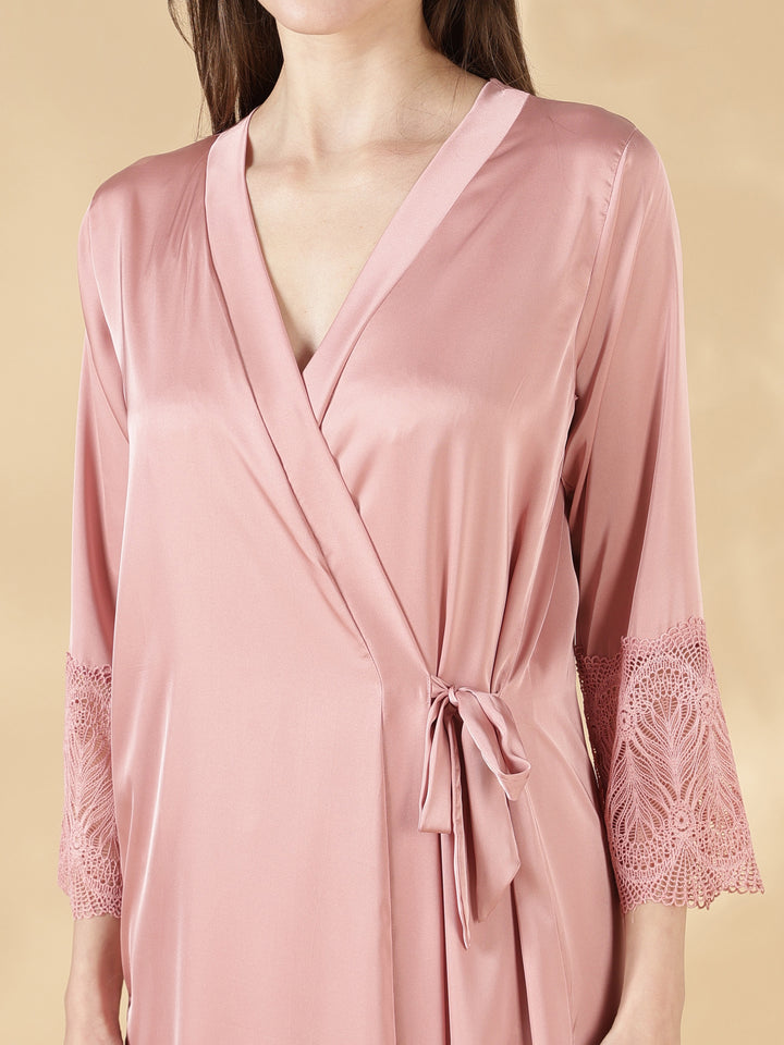 Dusty rose best satin nighty with matching robe