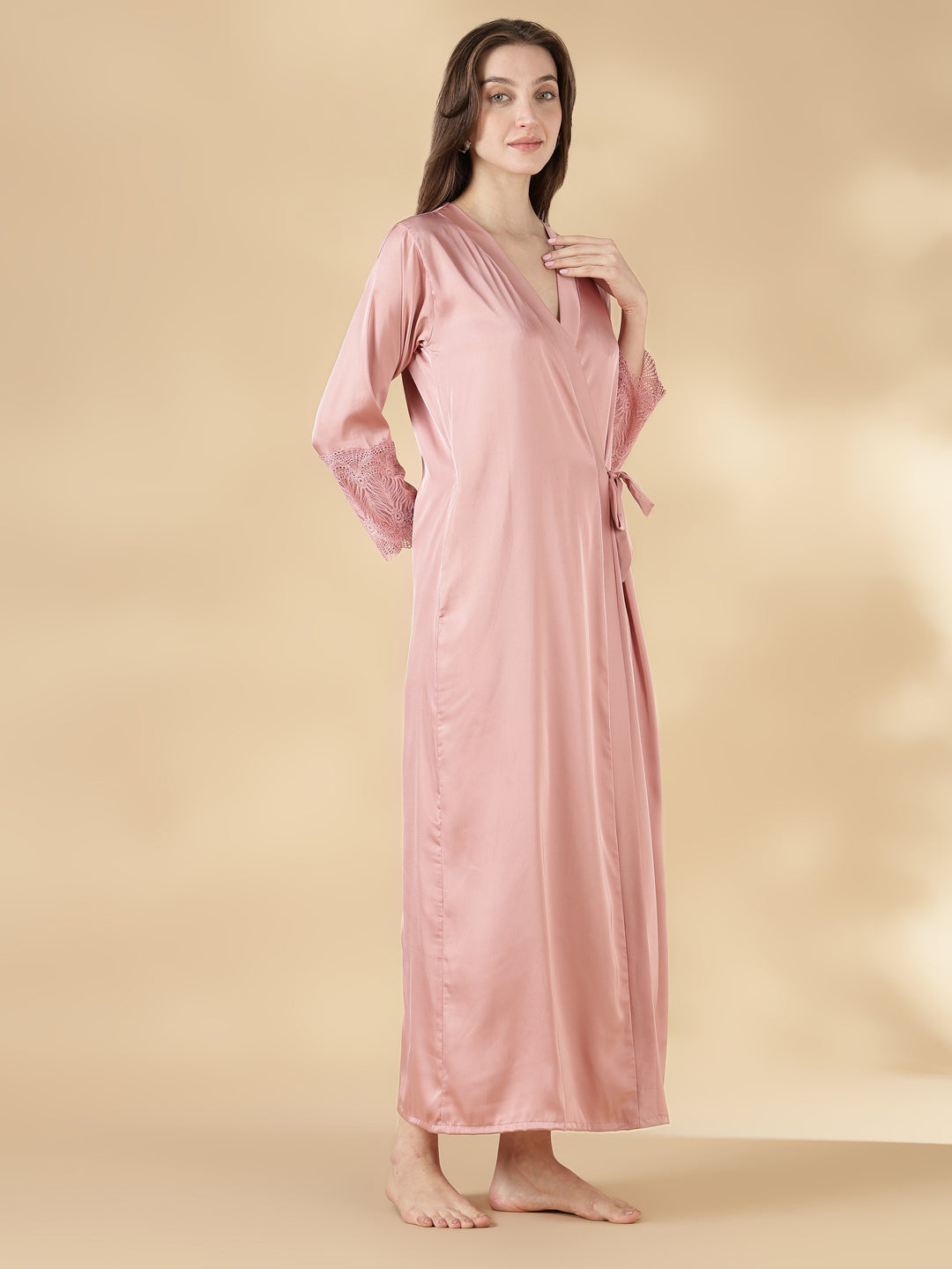 Dusty rose best satin nighty with matching robe