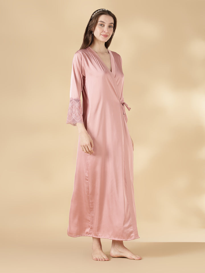 Dusty rose best satin nighty with matching robe