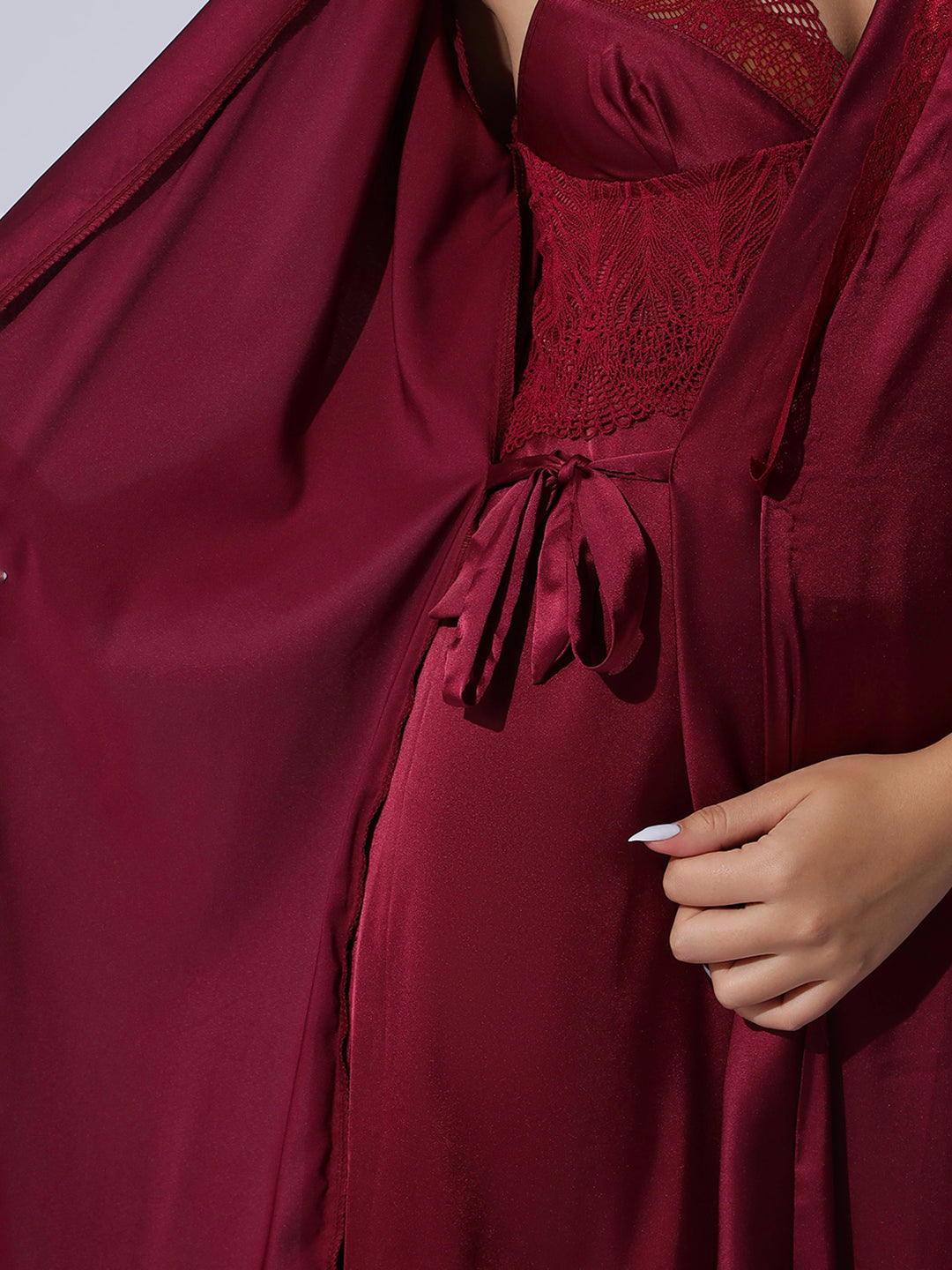 Premium and trendy satin robe night gown set for women