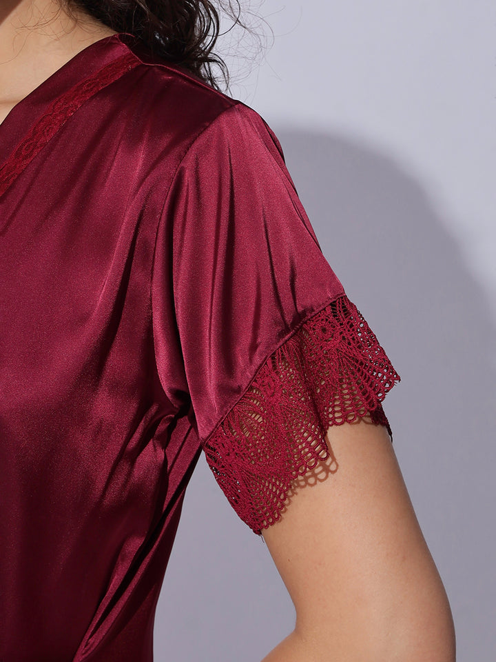 Premium and trendy satin robe night gown set for women