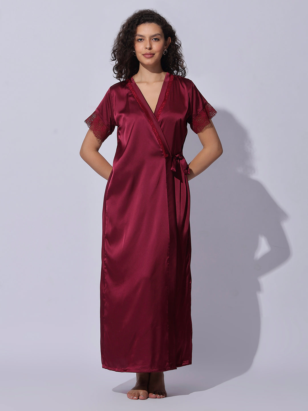Premium and trendy satin robe night gown set for women