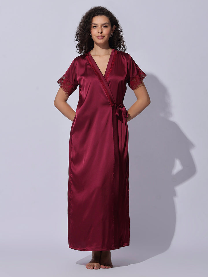 Premium and trendy satin robe night gown set for women