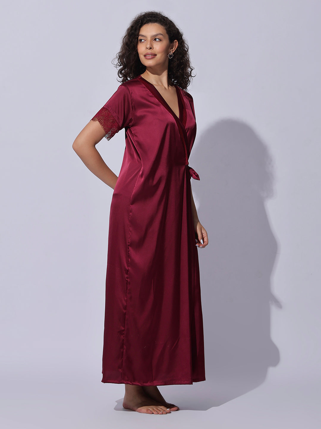 Premium and trendy satin robe night gown set for women