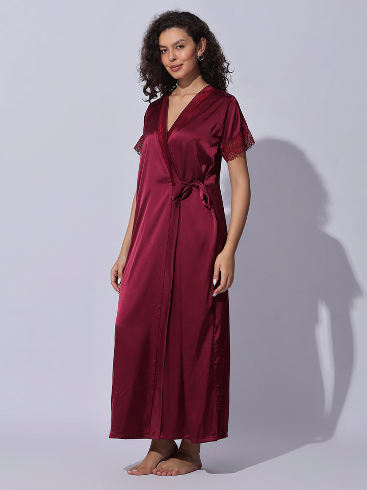 Premium and trendy satin robe night gown set for women