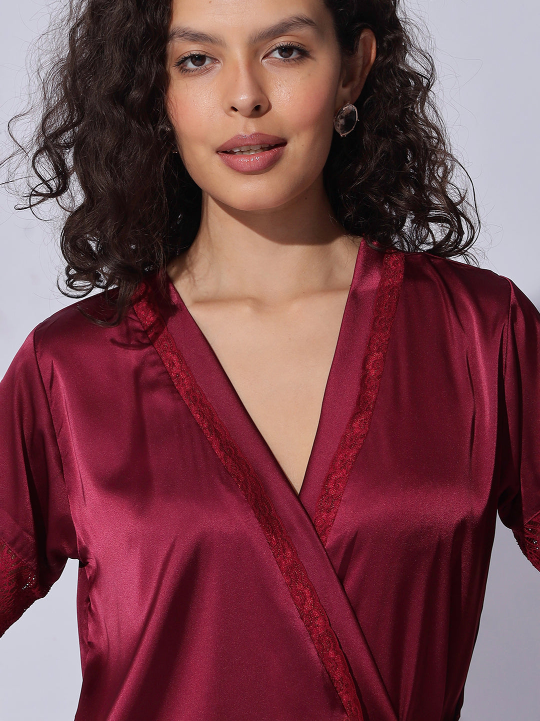 Premium and trendy satin robe night gown set for women