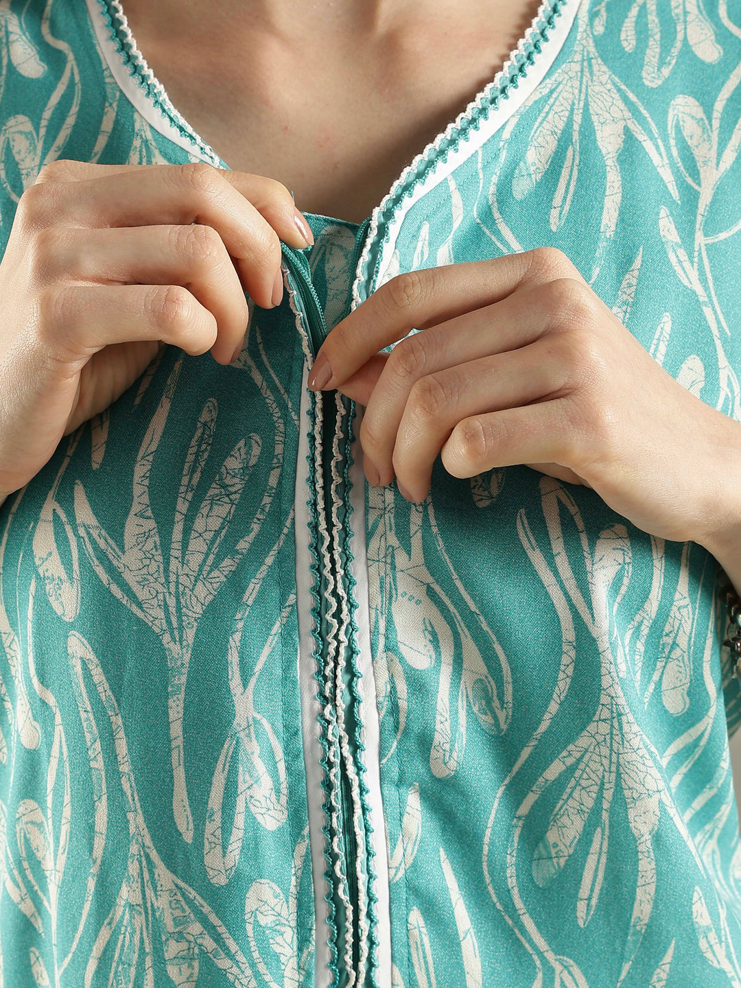 Sea blue floral alpine sleeveless summer nighty for women