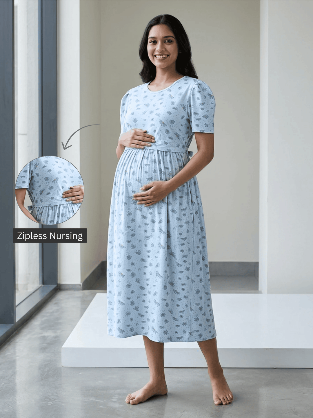 Bluebell daisy maternity nighty dress for women