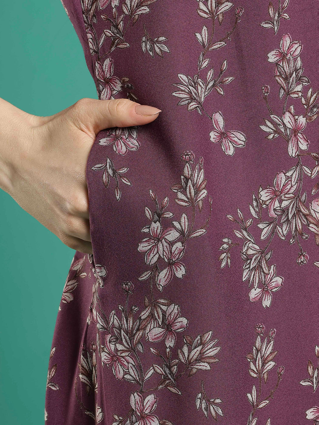 Plum floral soft alpine sleepwear for ladies online in India