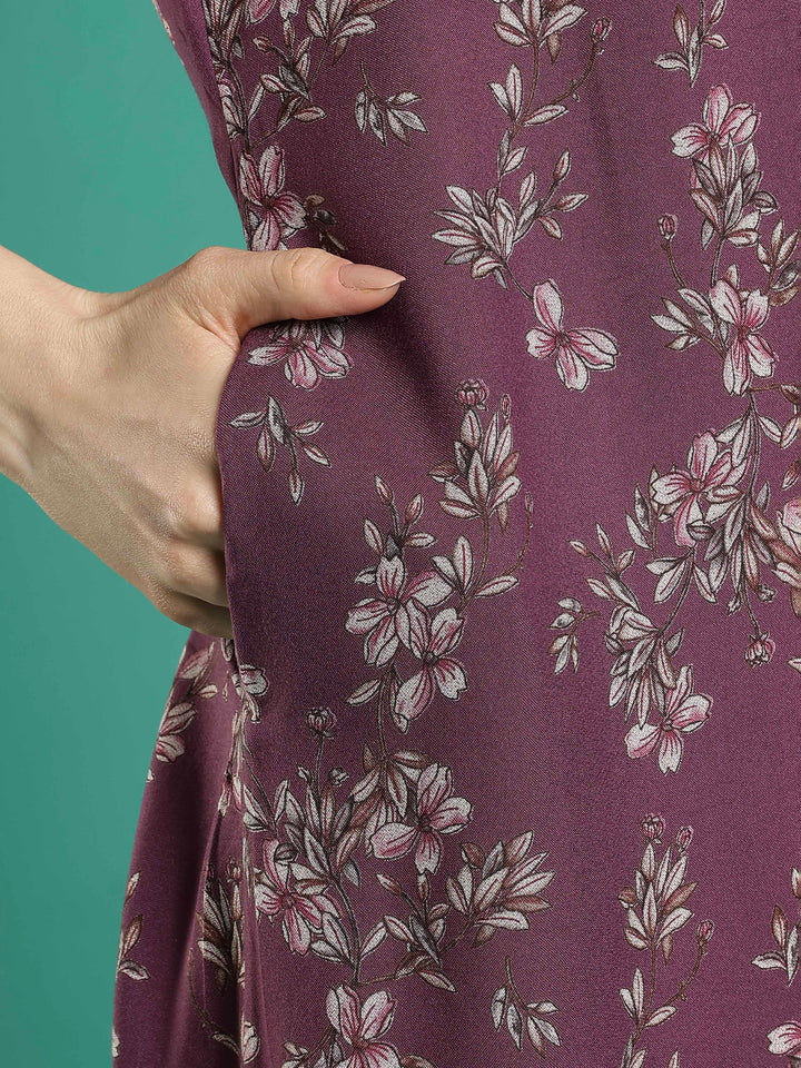 Plum floral soft alpine sleepwear for ladies online in India