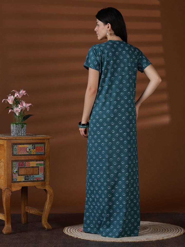 Teal cotton blend best sleepwear for women in India