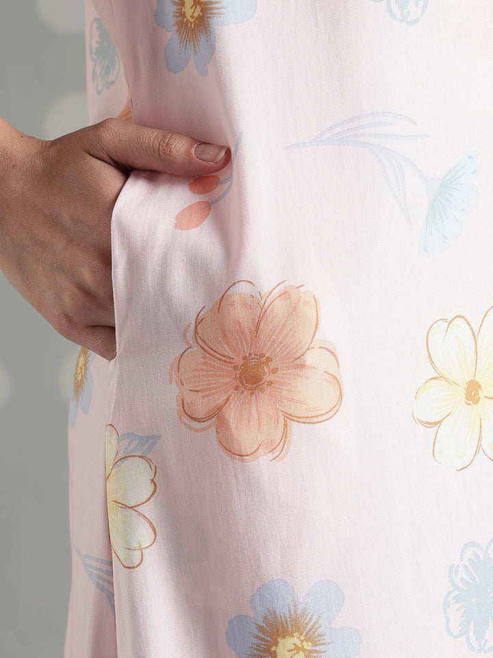 Peach blossom rayon sleeveless night gown for women