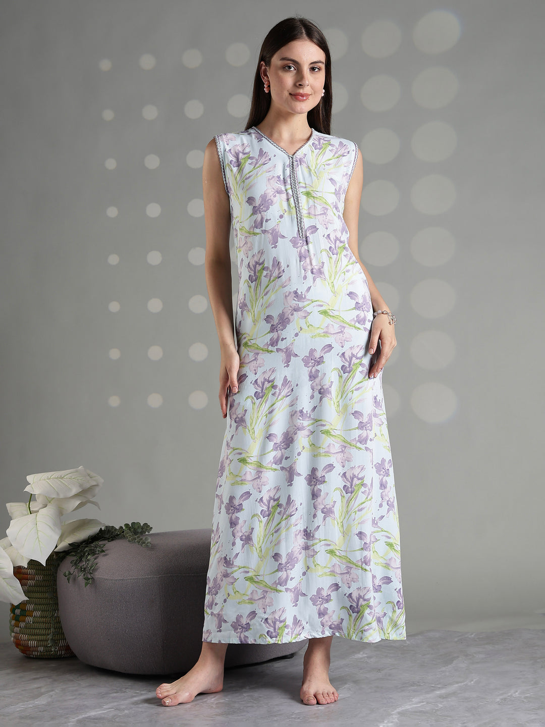 Pastel mint soft sleeveless nightgown for women online