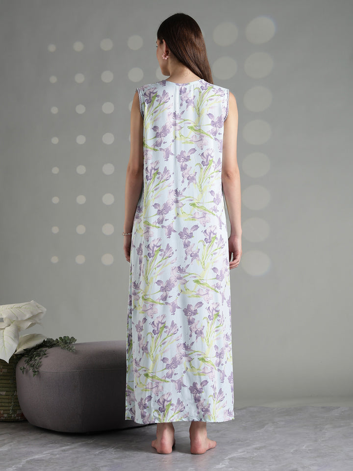 Pastel mint soft sleeveless nightgown for women online