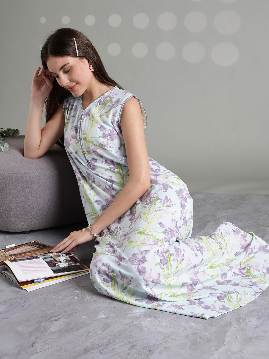 Pastel mint soft sleeveless nightgown for women online