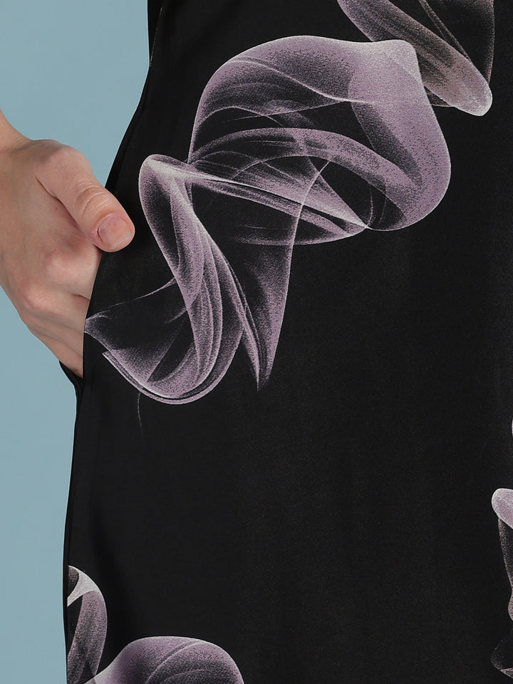 Elegant smoky print satin nighty for women online