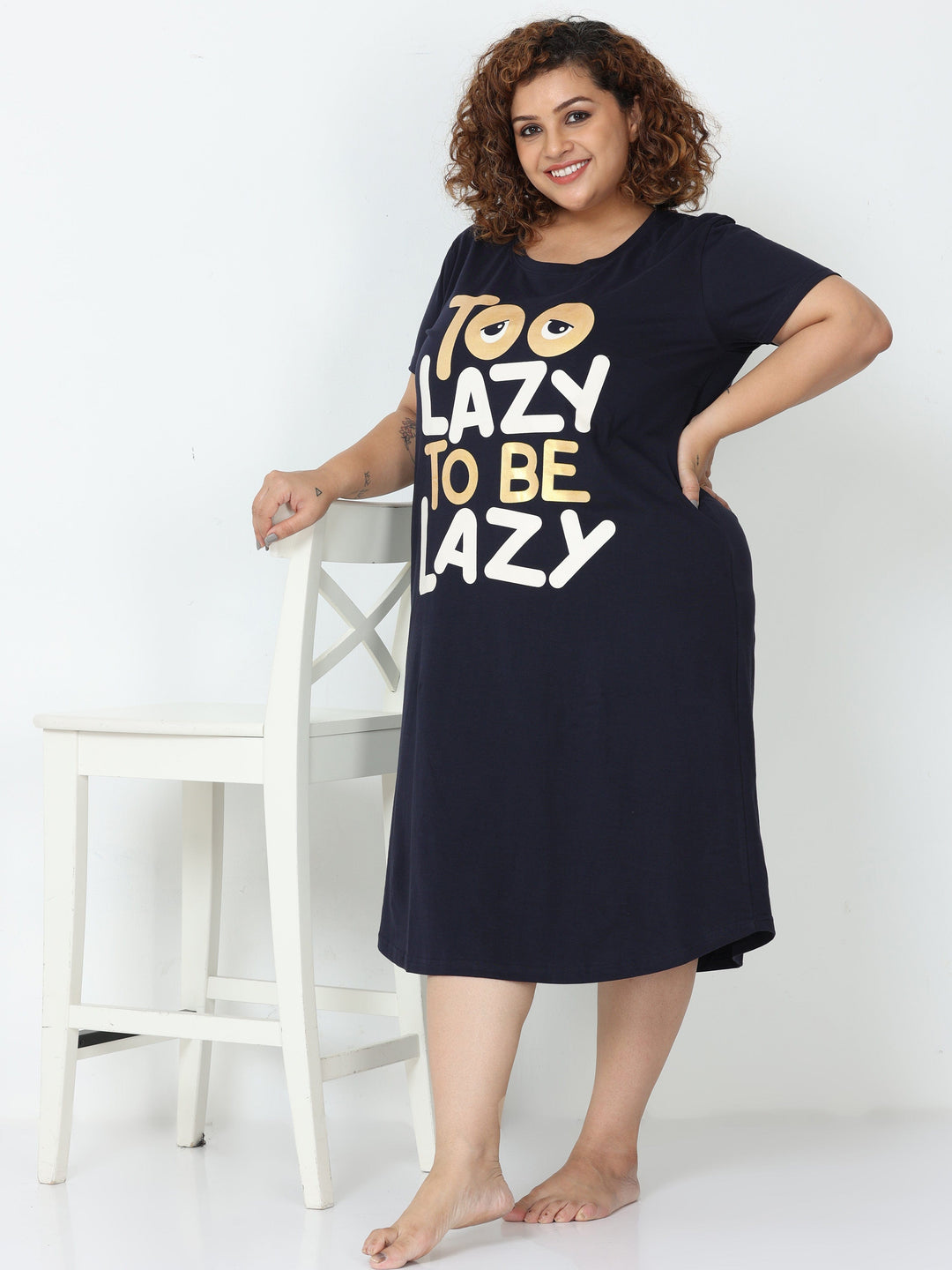 Soft cotton night wear gown for women online with pocket