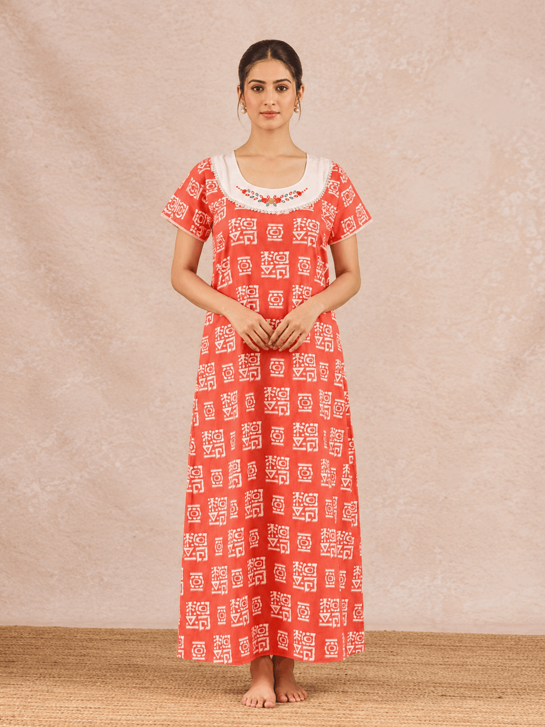 Pure cotton batik print nighty dress for women online