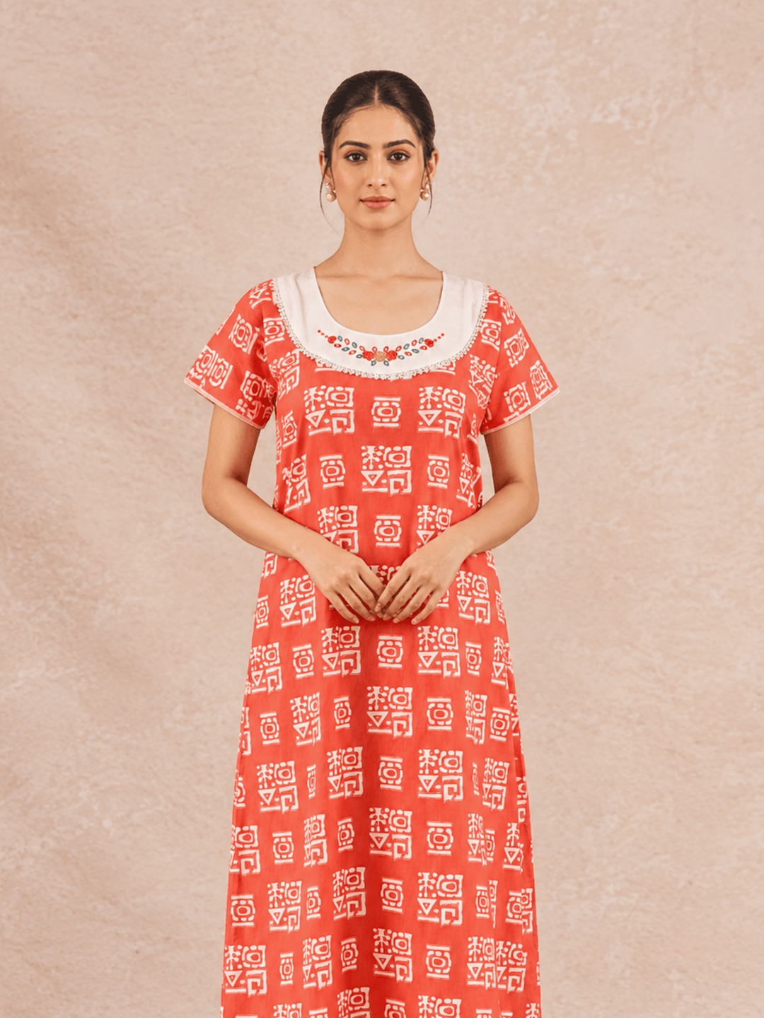Pure cotton batik print nighty dress for women online