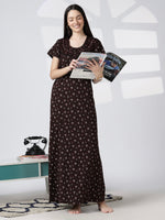 Noor Cotton Blend Floral Print Nighty for Women with Feeding Buttons