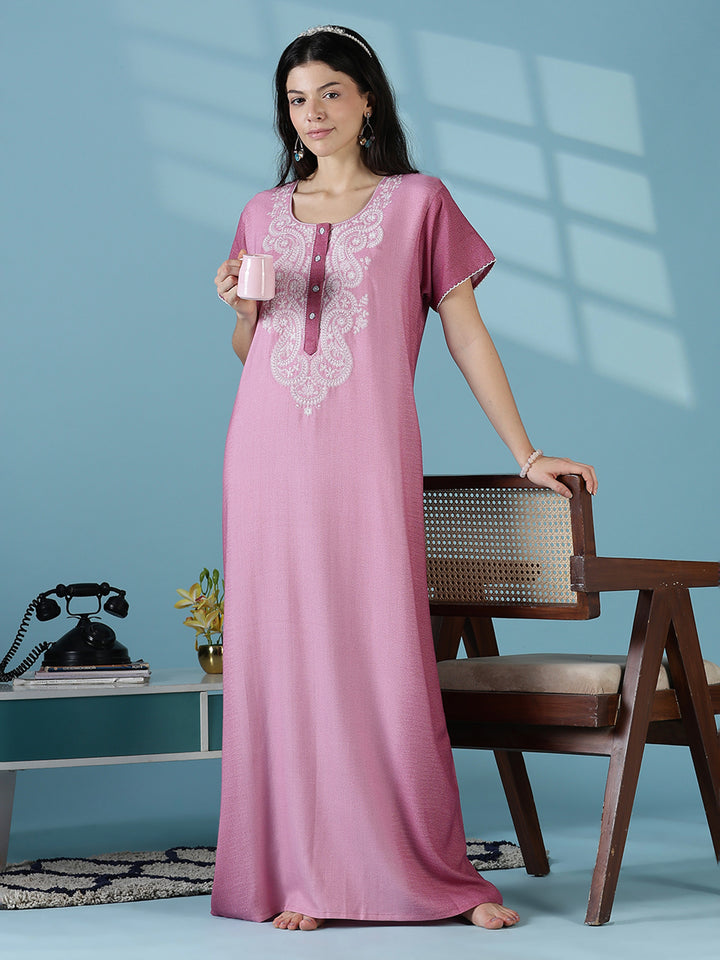 Whisper rose sleepwear for women in a soft night dress style.