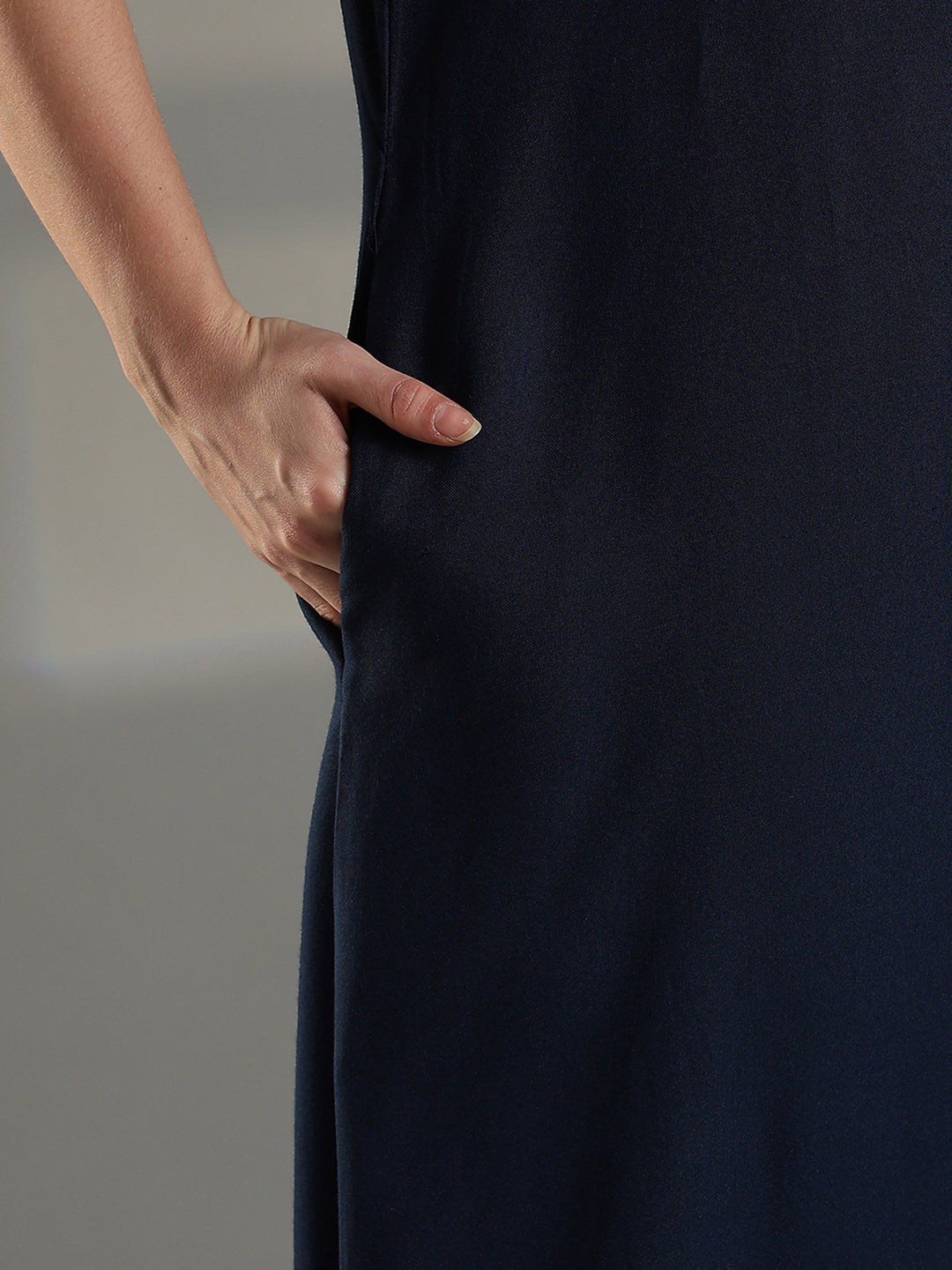 Navy cotton blend soft nightwear for women with embroidery