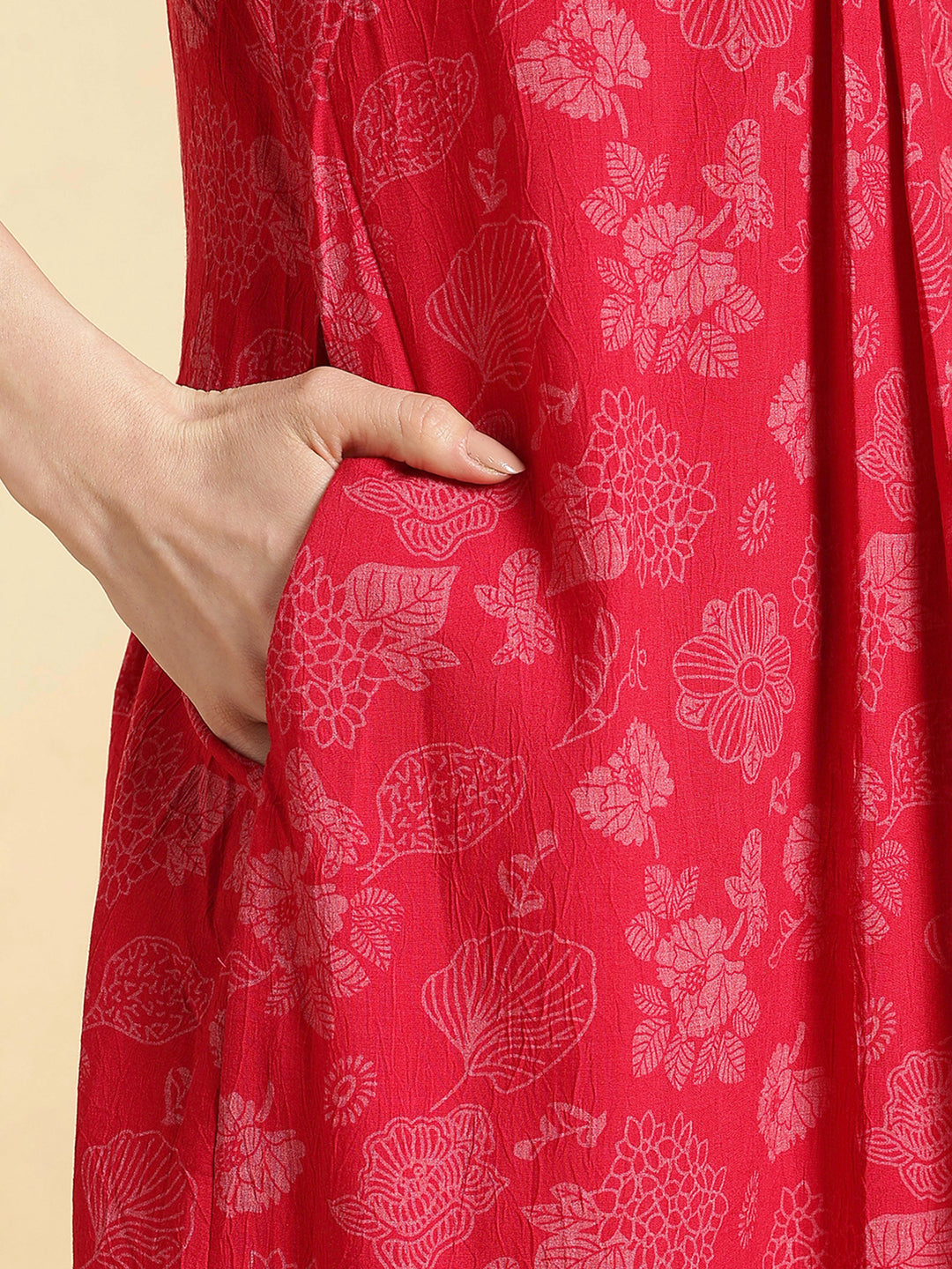 Soft crush cotton serene rose floral a line nighty for women