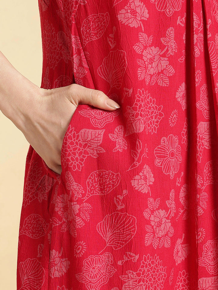 Soft crush cotton serene rose floral a line nighty for women