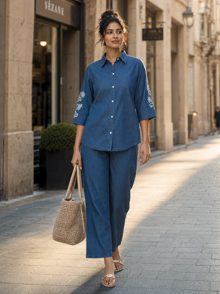 Denim co ord set for women casual travel wear online