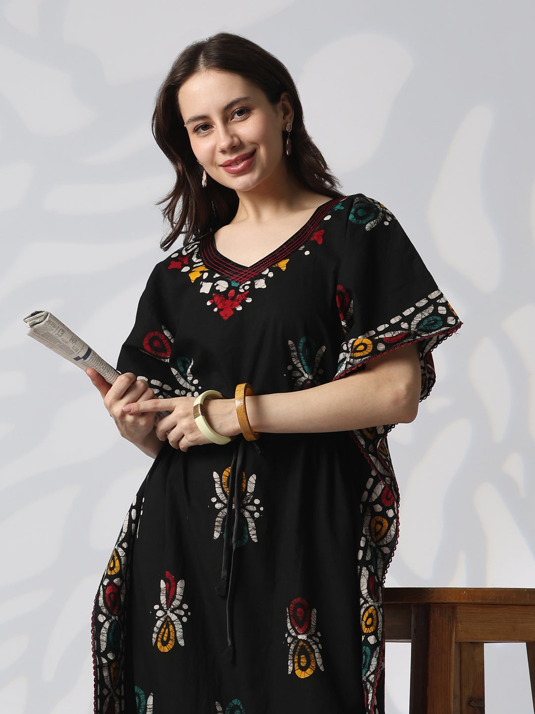 Pure cotton batik print kaftan nighty for women online
