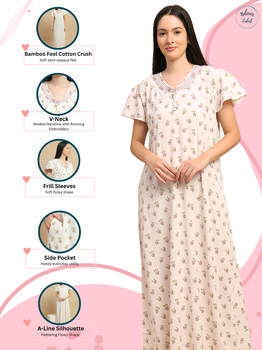 Trendy women long nighties in soft bamboo fabric online