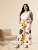 Yellow White Printed Palazzo Pants for Women in Lightweight Rayon