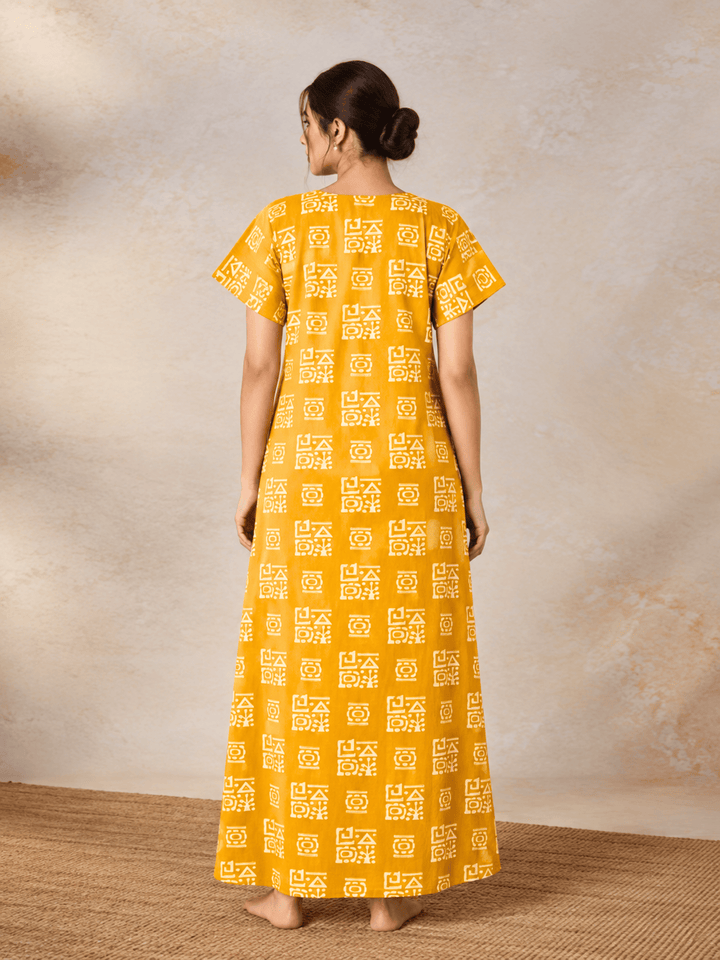 Pure cotton A line batik nighty dress for women online