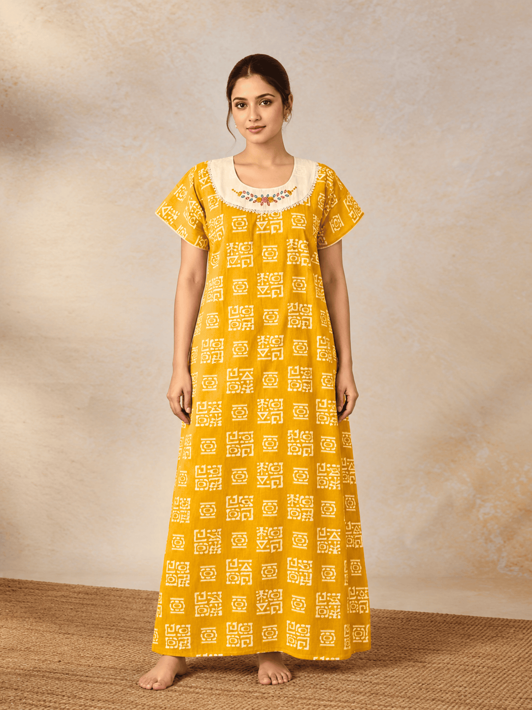 Pure cotton A line batik nighty dress for women online