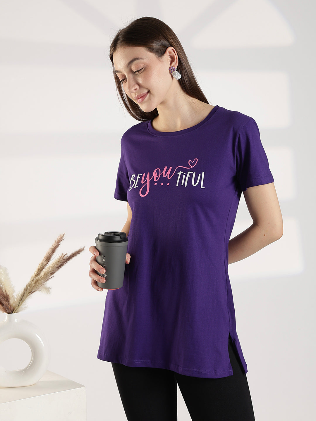 Violet soft hosiery cotton long t shirt for women