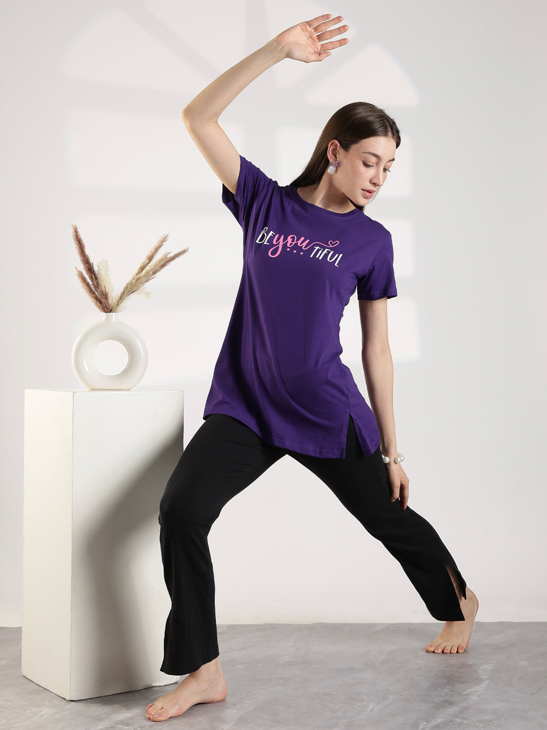 Violet soft hosiery cotton long t shirt for women
