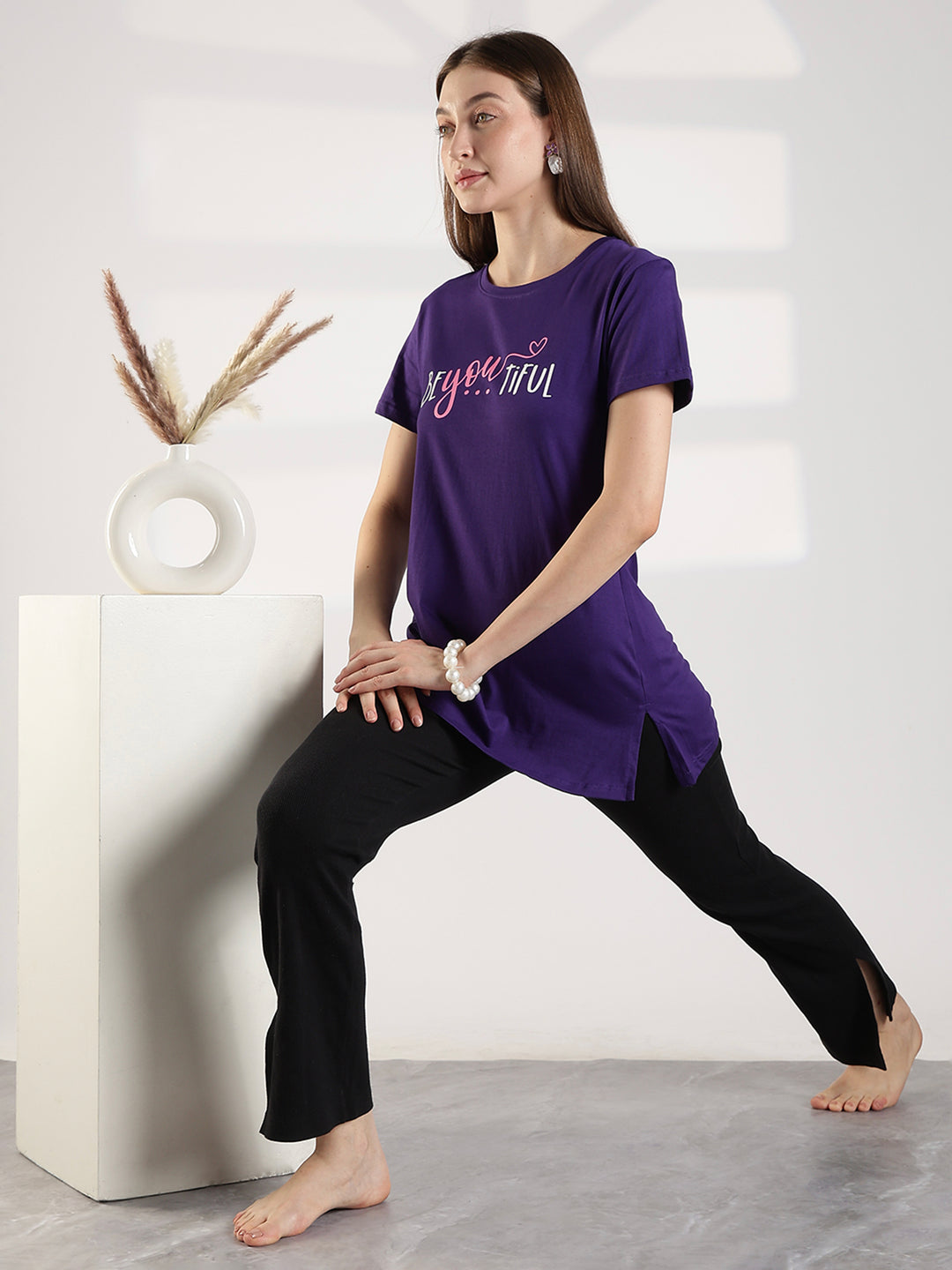 Violet soft hosiery cotton long t shirt for women