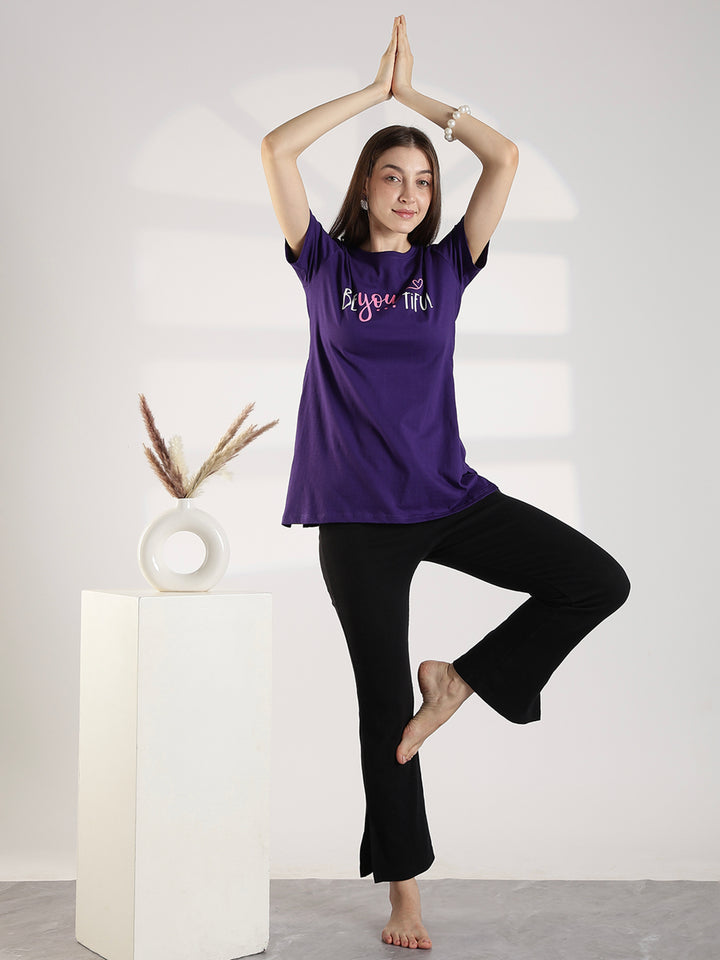 Violet soft hosiery cotton long t shirt for women