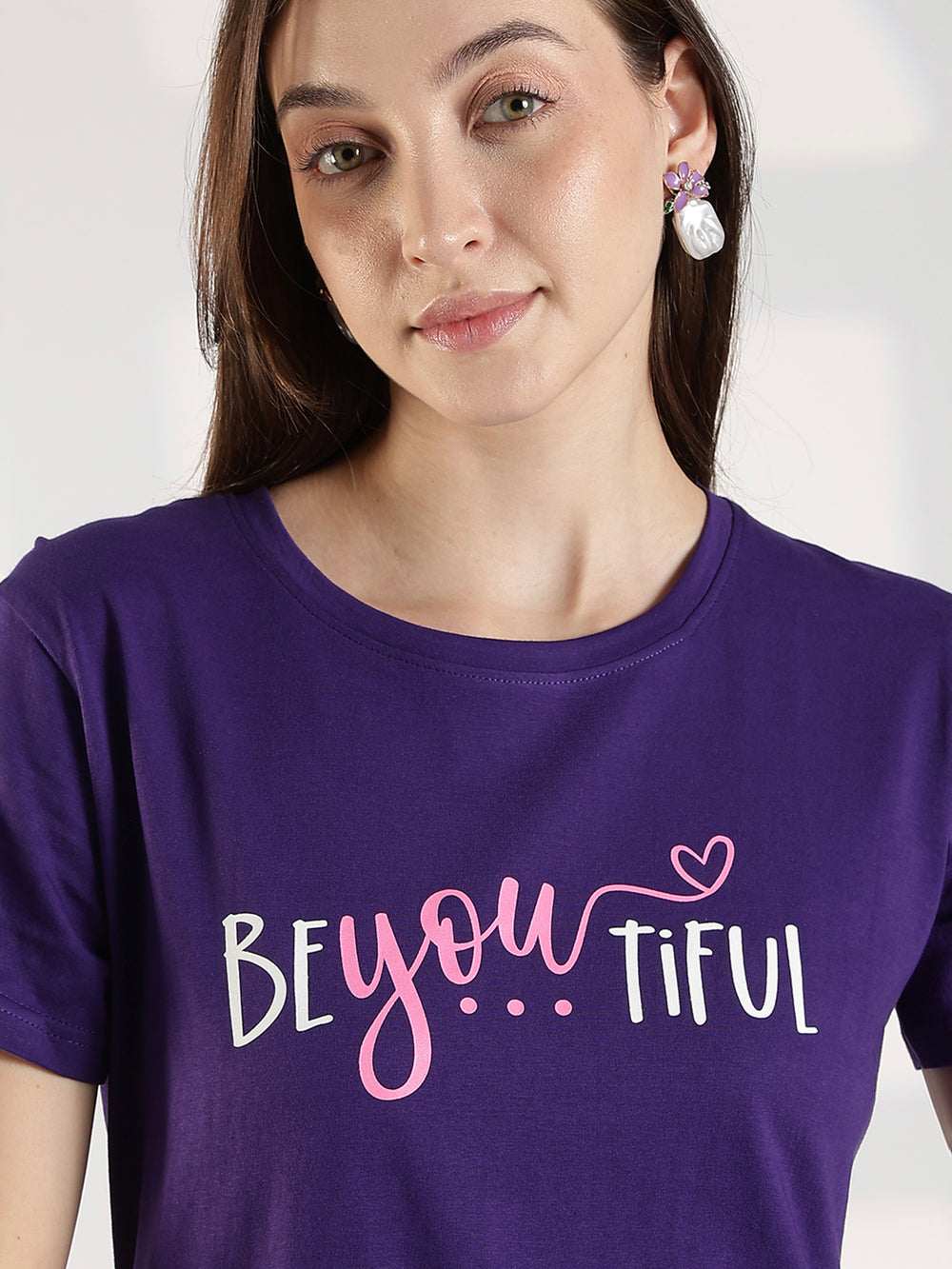 Violet soft hosiery cotton long t shirt for women