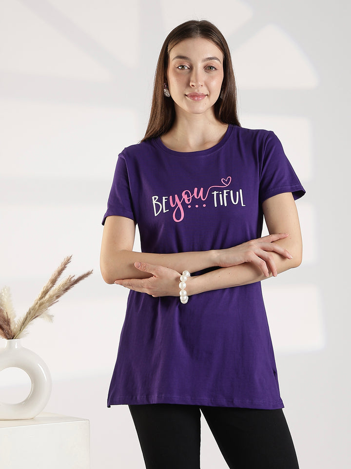 Violet soft hosiery cotton long t shirt for women
