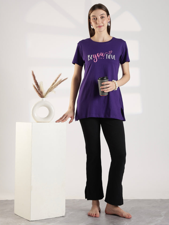 Violet soft hosiery cotton long t shirt for women
