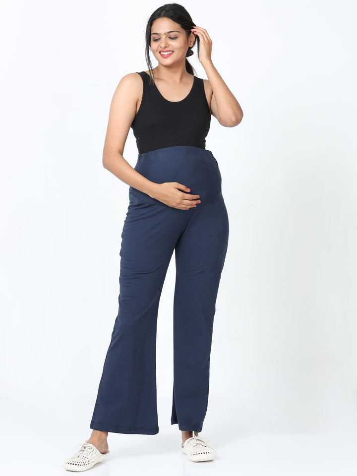  Maternity Plazzo  Navy Blue Cotton Maternity Plazo | Maternity Dress Online Shop- 9shines label 