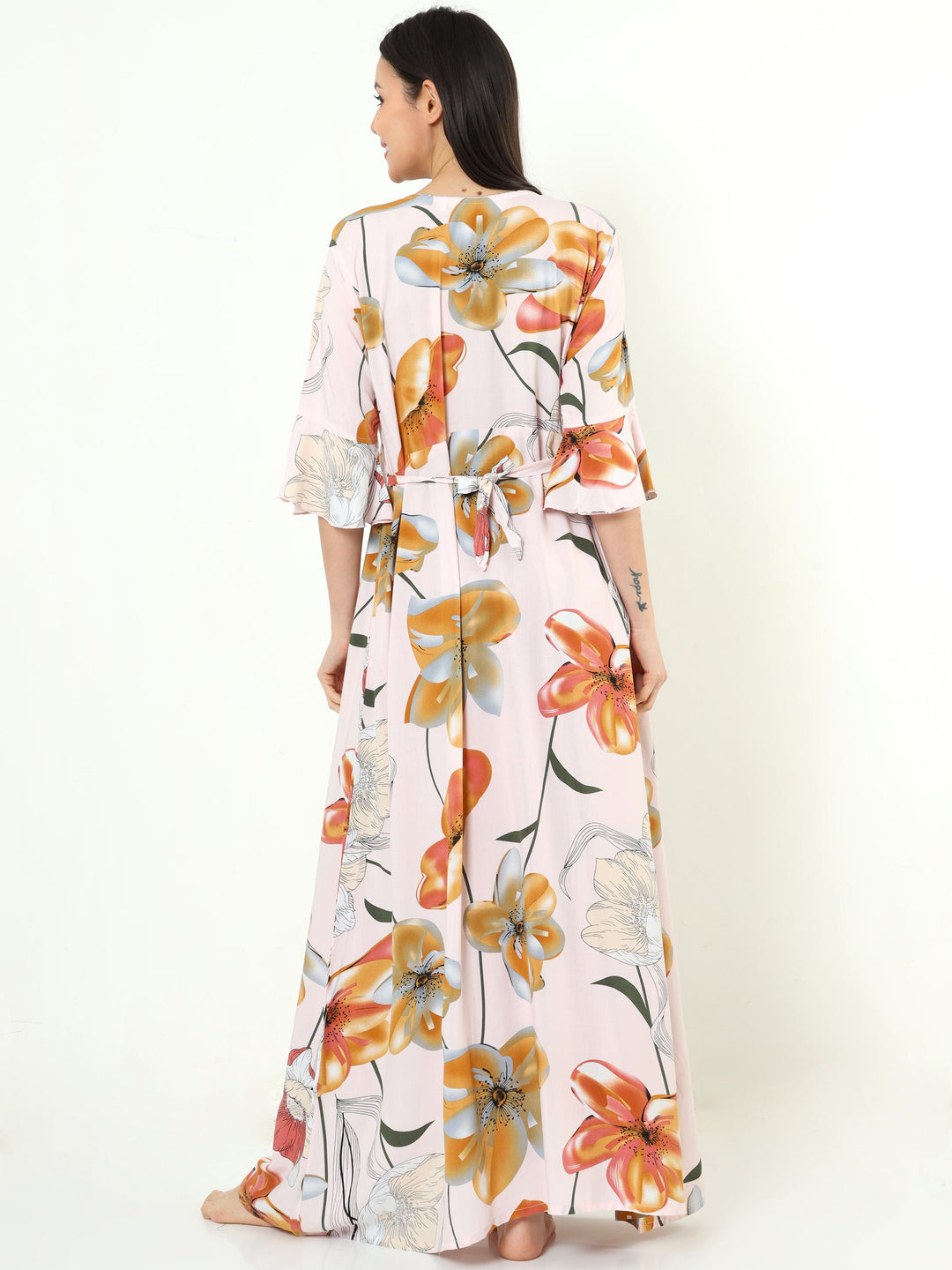  Rayon Designer Nighty  Peach Pink Rayon Designer Nighty | New Design Nighty- 9shines label 