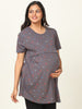 Grey Hosiery Cotton Maternity Feeding Top