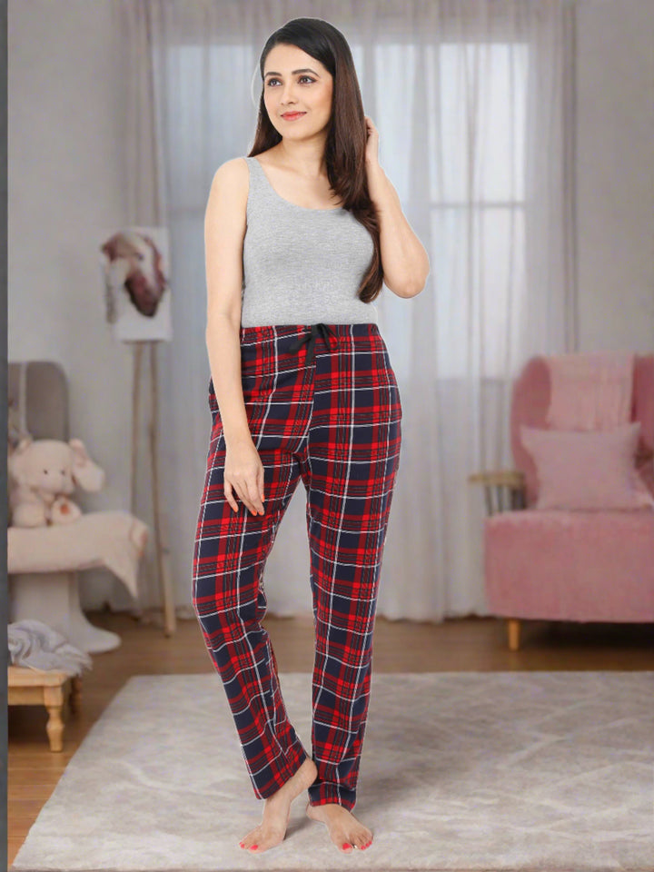  Pyjama  Buy Red Checks Hosiery Cotton Pyjama Lower Night Pants- 9shines label 